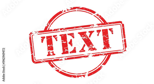 Red rubber stamp displaying the word text within a circular and rectangular frame