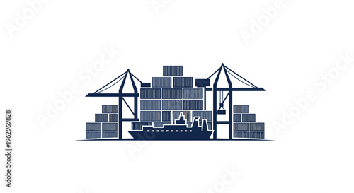 Global Shipping and Logistics Network with Container Cargo Vessel