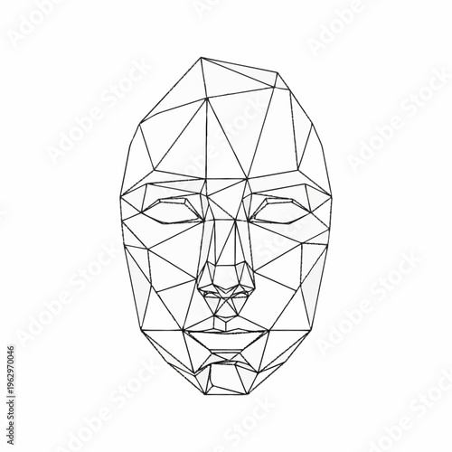 Wireframe Face Geometric Polygon Low Poly Art.