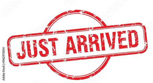 Red just arrived stamp graphic isolated on a white background