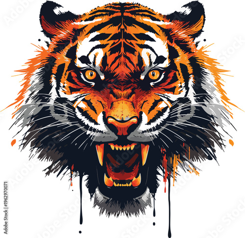 Tiger head vector mascot for fashion brands with a fierce head of tiger