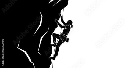 Person Climbing Rock Face Silhouette Adventure.