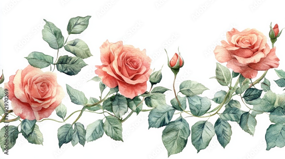 Naklejka premium Illustration of peony flowers blooming in spring