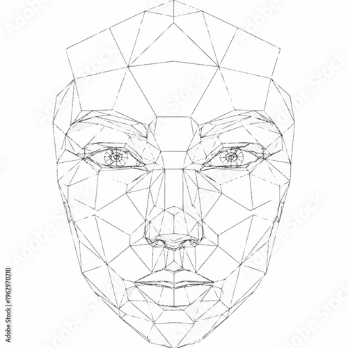 Wireframe Face Model Geometric Structure Digital Art.