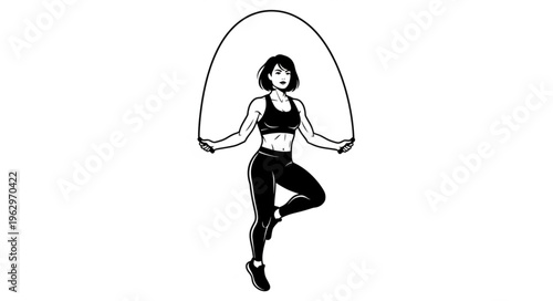 Woman jumping rope fitness exercise.