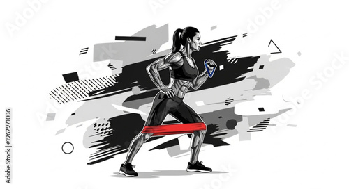 Young woman in red shorts boxing.