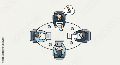 Business Meeting - Team Collaboration and Idea Generation Around a Table.
