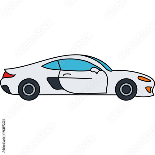 White Sports Car Illustration