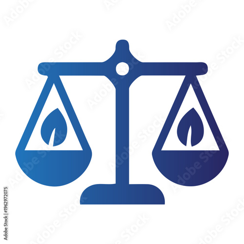 A balanced scale with leaf symbols weighs equally on both sides.