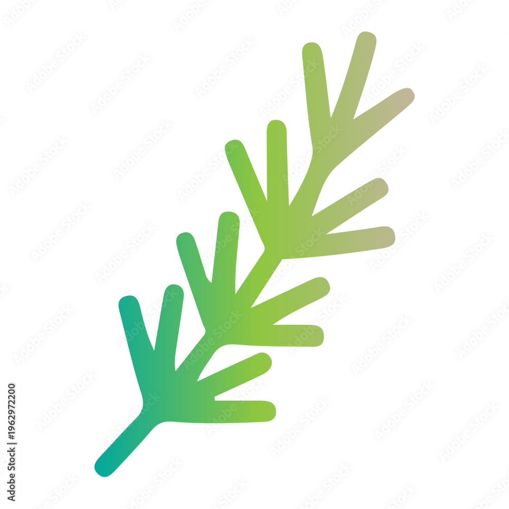Obraz premium Vibrant green leafy branches extend upwards on white