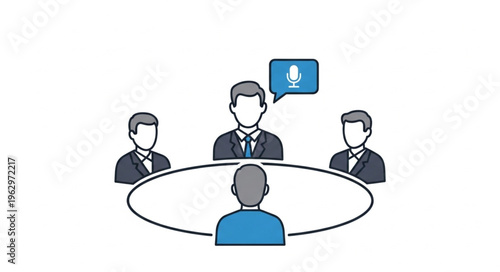 Business Meeting with Voice Recognition Technology and Team Collaboration.