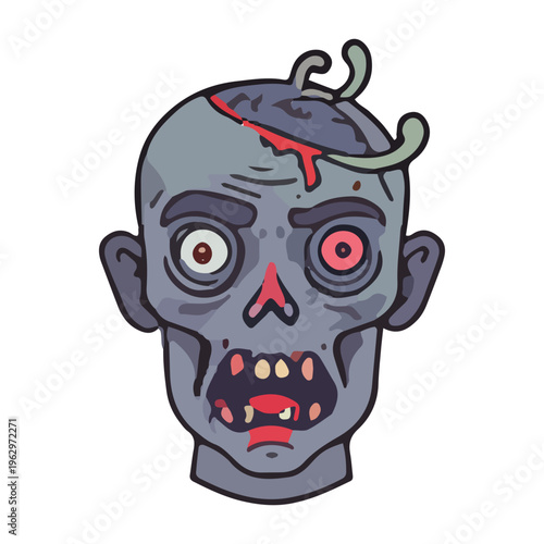 Cartoon Zombie Head Illustration