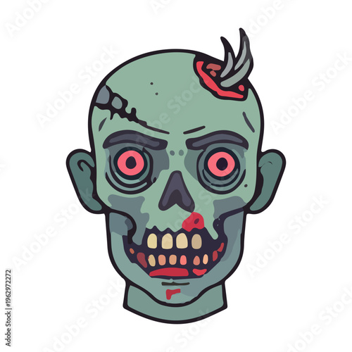 Cartoon Zombie Head Illustration