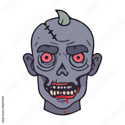 Cartoon Zombie Head Illustration