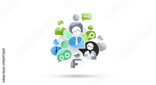 Diverse Group of People Icons Representing Social Interaction and Networking.