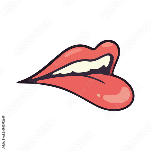 Cartoon Lips and Tongue Icon