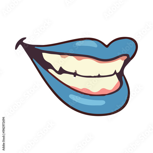 Cartoon Blue Smiling Mouth