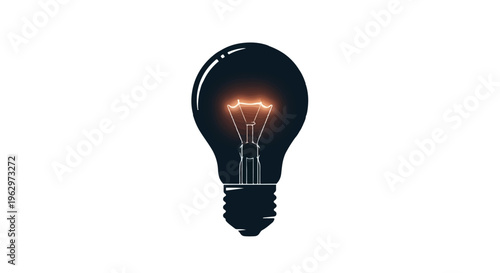 Lightbulb with a glowing filament illustrates the concept of a new idea, innovation, or discovery shining brightly.
