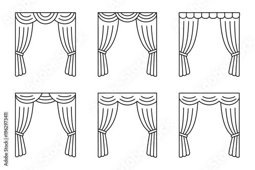 Vector showcases six different curtains with various elegant and classic designs in a side-by-side comparison layout.