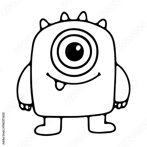 Cute One-Eyed Monster Outline