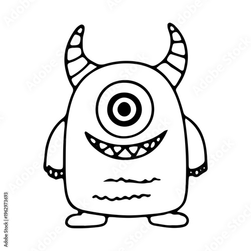 Cute One-Eyed Monster Outline