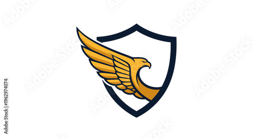 Golden Eagle Wings Shield Emblem - Strength and Protection Symbol