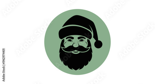 Stylized illustration of Santa Claus face with beard and hat.