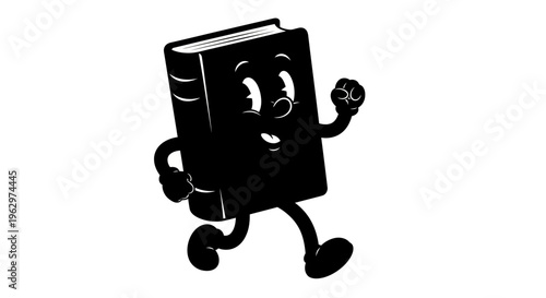 Anthropomorphic Book Character Walking with a Smile.