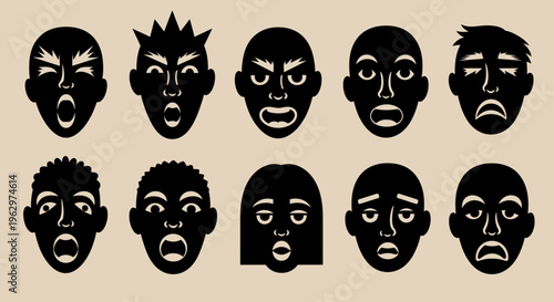 Collection of Diverse Human Faces Expressing Various Emotions.
