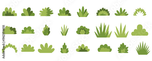 Set of Green Bushes Icons