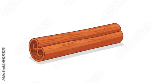 An intricate illustration showcasing two warm brown cinnamon sticks, rolled with textured detail, conveying aromatic spice and culinary charm. A