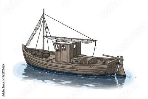 old fishing wooden boat