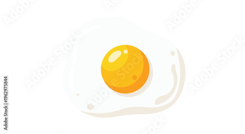 Vibrant illustration of a sunny-side-up egg with a bright yellow yolk and white albumen, a staple breakfast food, clean lines and shapes for fresh