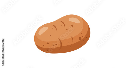A charming cartoon potato illustration with smooth brown skin and subtle texture marks on a clean white background an appealing visual element for