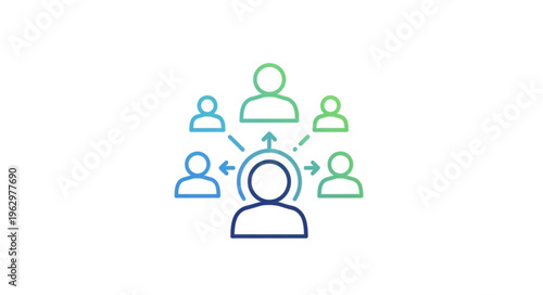 Teamwork and Collaboration - A Central Figure Connecting with Others.