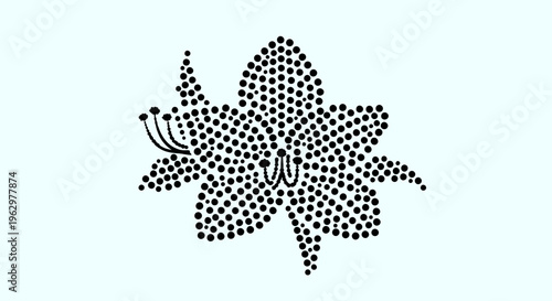 Captivating minimalist flower illustration crafted from a beautiful arrangement of black dots, offering a sophisticated and versatile graphic for contemporary design