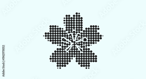 Abstract Dotted Flower Icon A Modern Floral Design with a Unique Pixelated Aesthetic