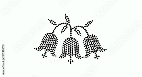 Elegant dotted bellflower illustration, a charming floral design created with intricate pointillism for decorative graphic elements and natural beauty, perfect for a wide range of graphic projects
