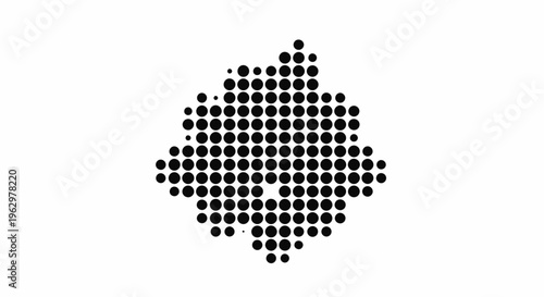 Modern graphic design featuring an abstract flower shape composed of numerous small dots, creating a unique and visually engaging pattern for digital art and creative projects