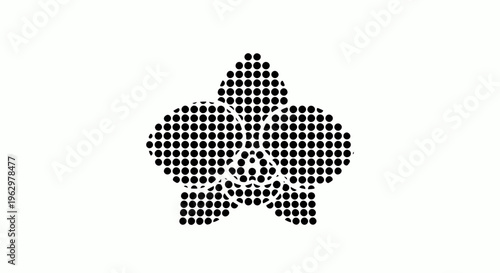 Modern dotted orchid flower design a unique floral graphic element created with a halftone dot pattern for aesthetic appeal and artistic projects and abstract visual concepts