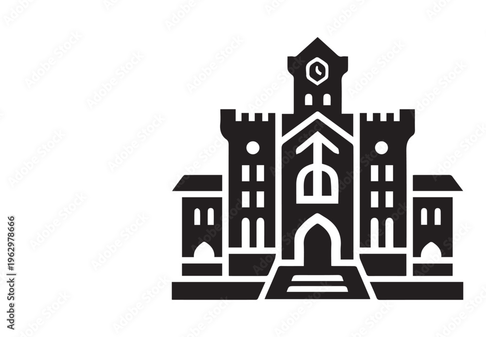 Naklejka premium castle building vector illustration, flat design