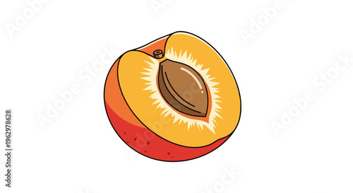 A vibrant, fresh, and juicy peach, expertly sliced to reveal its firm pit and succulent, sweet flesh, perfect for healthy diet and fruit designs