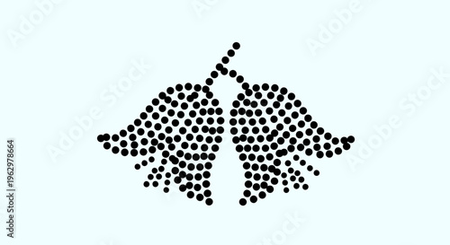 Two delicate flower shapes created with small black dots against a light blue background, minimalist art