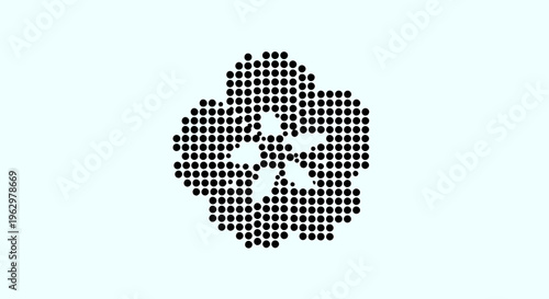 Intricate floral pattern created from a multitude of perfectly aligned dots, forming a beautiful and contemporary graphic flower illustration suitable for modern design projects