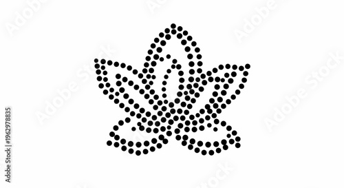Stylized flower illustration with a contemporary dot pattern, showcasing a unique and delicate floral design created from numerous small points for modern aesthetic appeal