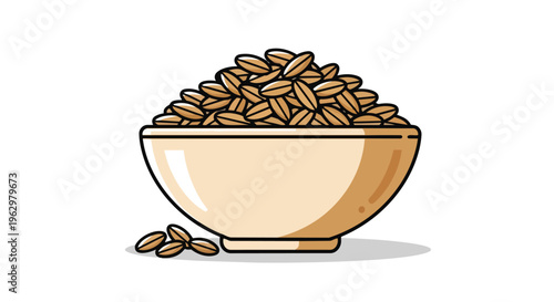 Simple illustration of wholesome grain seeds in an inviting bowl ready for nutrition
