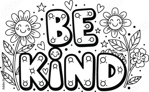 Be kind coloring page for kids isolated on transparent background