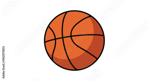 Vibrant orange basketball illustration on a clean white background, perfect for sports graphics. This isolated visual represents athletic play and