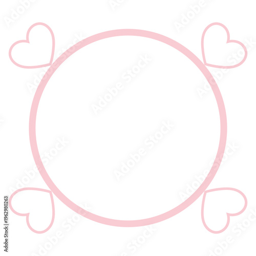 Pink Heart Circle Frame Border