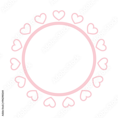 Pink Heart Circle Frame Border